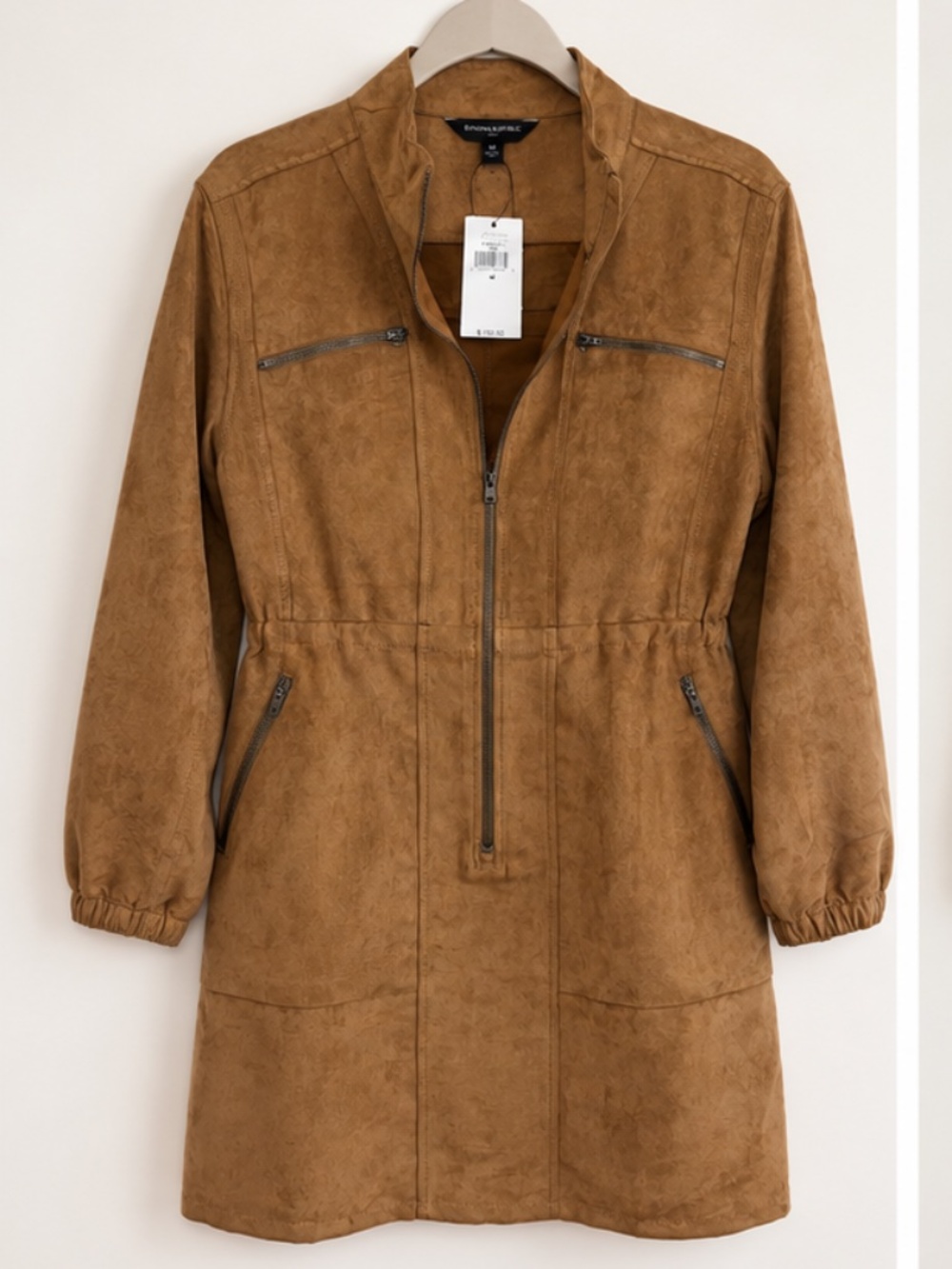 NWT Banana Republic Vegan Suede Utility Mini Dress Brown M